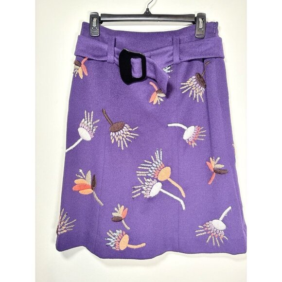 Etcetera Dresses & Skirts - ETCETERA Wool and Cashmere Blend Embroidered Purple Skirt Cottagecore Size 4